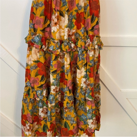 Nicholas Floral Printed Tiered Ruffle Smocked Prairie Sleeveless Midi Dress 16 - Picture 9 of 13